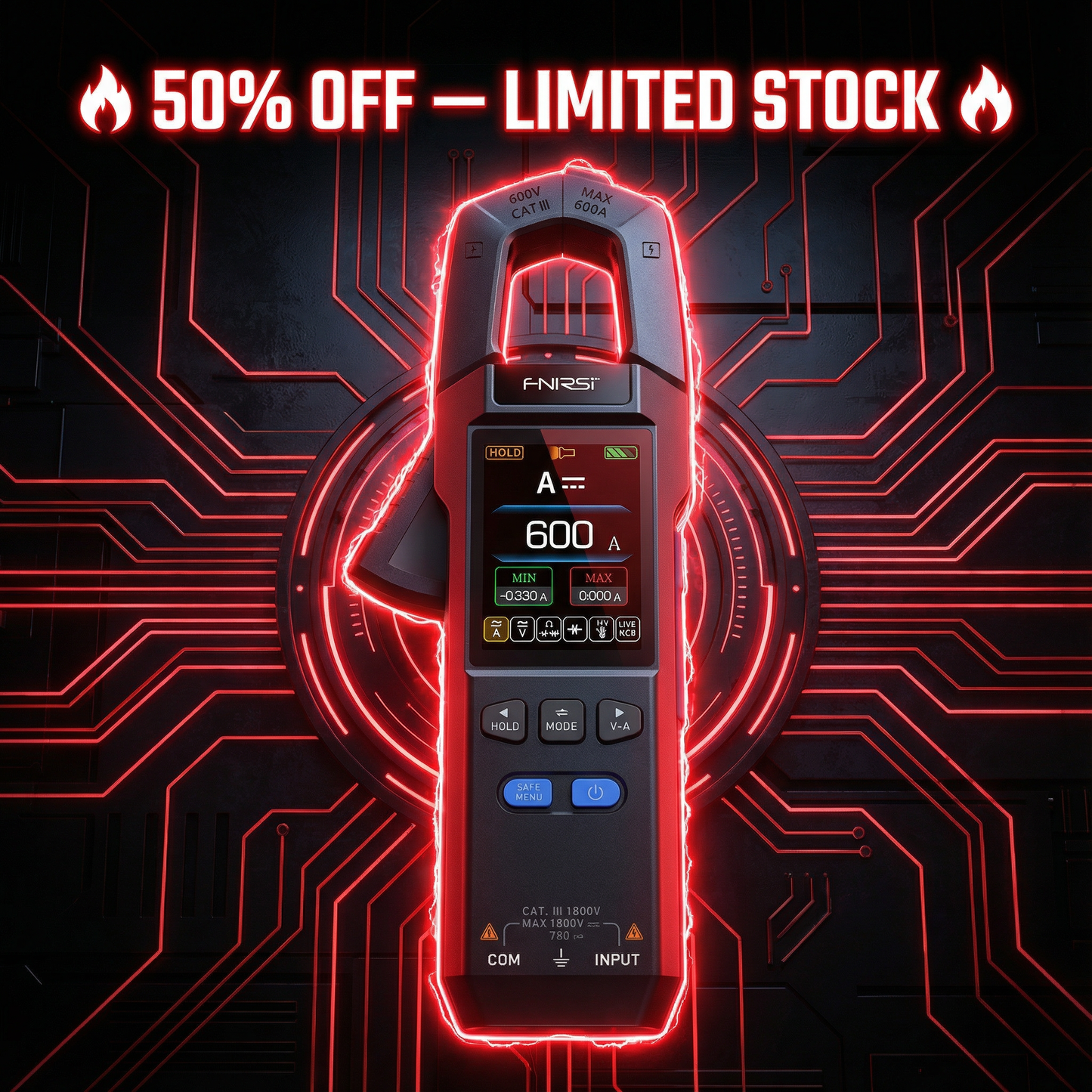 Tool Masters Co – 600A AC/DC Clamp Meter | 10,000 Counts | FNIRSI DMC-100